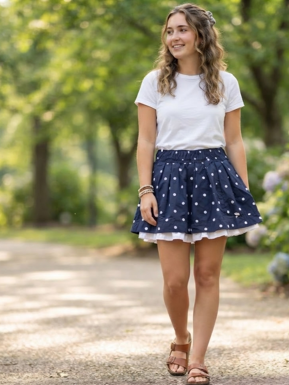 Abercrombie & Fitch Navy Polka Dot Ruffle Skirt